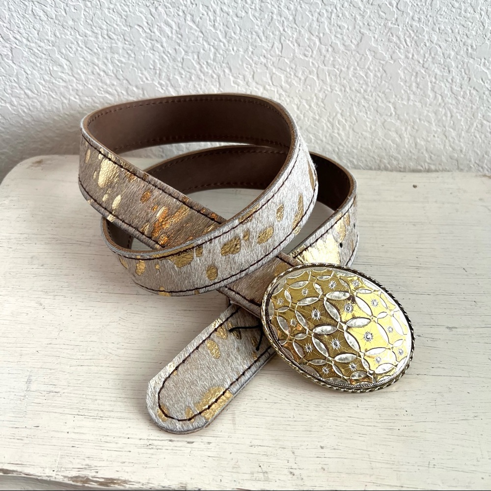 Erin Knight Designs Gold Buckle and Hide Belt